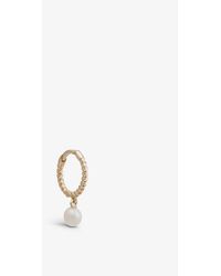 Rachel Jackson Solid 9ct Yellow Gold And Pearl Twisted Rope Hoop Earring - Metallic