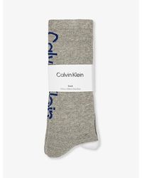 Calvin Klein - Branded Crew-length Pack Of Three Cotton-blend Socks - Lyst