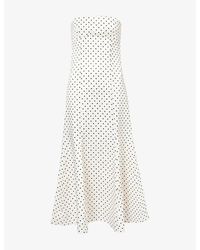 ROTATE BIRGER CHRISTENSEN - Polka Dot Bandeau Satin Midi Dress - Lyst