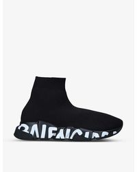 Balenciaga Slip-on Speed Trainer Cotton Blend Glitter Black Silver - Lyst
