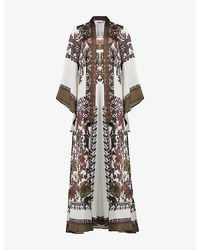 eem - Tie-Neck Floral-Print Woven Maxi Dress - Lyst