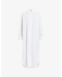 AllSaints - Imogen Relaxed-fit Long-sleeve Organic-cotton Maxi Shirt Dress - Lyst
