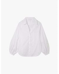 The White Company - The Company Blouson-Sleeve Cut-Out Embroidery Organic-Cotton Poplin Shirt - Lyst