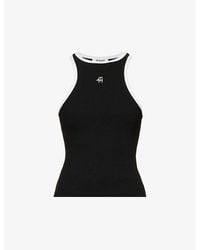4th & Reckless - Everyday Racer Logo-embroidered Stretch-cotton Vest Top - Lyst