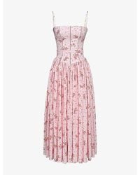 House Of Cb - Ysabella Floral-Print Stretch-Cotton Midi Dress - Lyst