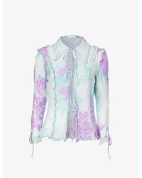 Acne Studios - Satty Open-front Floral-pattern Cotton And Silk-blend Shirt - Lyst