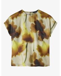 Whistles - Floral Stem Short-Sleeve Woven Blouse - Lyst