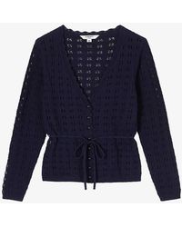 LK Bennett - Amie Open-knit Organic-cotton Cardigan - Lyst