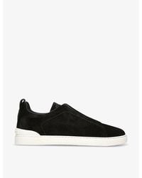 ZEGNA - Triple Stitch Panelled Suede Low-Top Trainers - Lyst