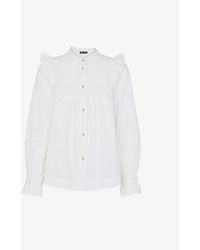 Whistles - Broderie-detail Frill-sleeve Cotton Top - Lyst