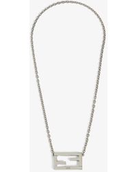 Fendi Ff Palladium-plated Vermeil Brass Necklace - Metallic