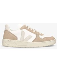 Veja - V-10 Logo-embroidered Leather Trainers - Lyst