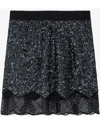Zadig & Voltaire - Justicas Sequin-embellished Woven Mini Skirt - Lyst