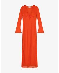 OMNES - Marj Flute-Sleeve V-Neck Woven Maxi Dress - Lyst