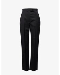 Alexander McQueen - Pressed-crease Buttoned-pocket Regular-fit Straight-leg Wool Trousers - Lyst