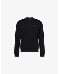 Ami Paris - Adc Logo-Embroidered Cotton-Jersey Sweatshirt - Lyst