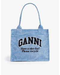 Ganni - Easy Shopper Large Recycled-cotton Tote Bag - Lyst
