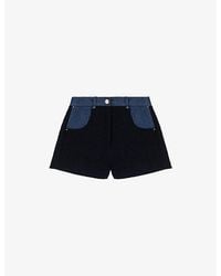 Maje - Mid-Rise Denim-Trim Tweed Shorts - Lyst