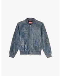 DIESEL - L-Cobb Faded Leather Jacket - Lyst