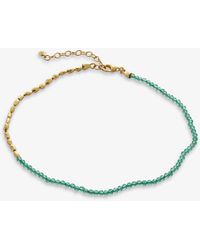 Monica Vinader Mini Nugget 18ct Yellow Gold-plated Vermeil Sterling-silver And Onyx Anklet - Green