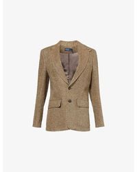 Polo Ralph Lauren - Herringbone Single-Breasted Linen, Silk And Wool Blazer - Lyst
