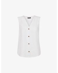 Whistles - Laura V-Neck Linen Tank Top - Lyst