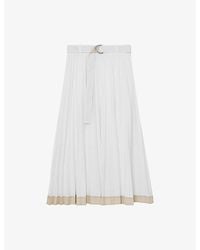 Reiss - Allora Pleated Woven Midi Skirt - Lyst