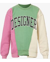 Market - Colour-blocked Text-embroidered Cotton-jersey Sweatshirt - Lyst