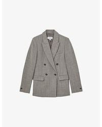 Reiss - Ember Double-Breasted Herringbone Wool And Cotton-Blend Blazer - Lyst