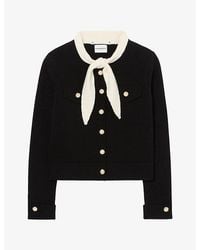 Claudie Pierlot - Tie-Neck Knitted Wool And Cotton Cardigan - Lyst