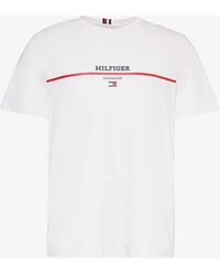 Tommy Hilfiger - Logo-embroidered Short-sleeve Cotton-jersey T-shirt Xx - Lyst