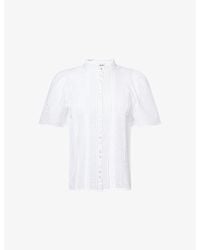 ME+EM - Broderie Anglaise Short-Sleeve Cotton Blouse - Lyst
