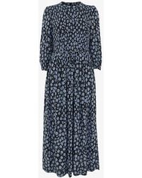 Whistles - Dalmatian-print Shirred-bodice Woven Midi Dress - Lyst