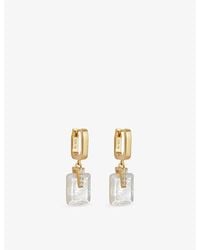 Astley Clarke - Deco 18Ct-Plated Sterling- Mother-Of-Pearl And Sapphire Drop Huggies - Lyst
