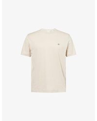 GANT - Shield Logo-Embroidered Cotton Polo T-Shirt - Lyst