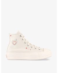 Converse - All Star Lift Heart-embellished High-top Flatform Trainers - Lyst