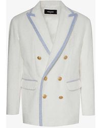 DSquared² - White Sky Double-breasted Peak-lapel Cotton-towelling Jacket - Lyst