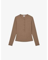 Reiss - Rina Half-Button Stretch-Cotton Top - Lyst