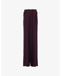 eem - Frilled-Waist Wide-Leg High-Rise Knitted Trousers - Lyst