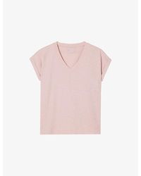 Whistles - Willa V-Neck Cotton-Jersey T-Shirt - Lyst