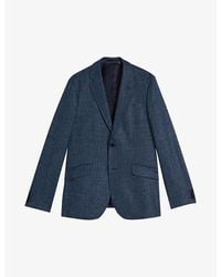 Ted Baker - Tyrusj Slim-fit Single-breasted Linen And Wool-blend Suit Jacket - Lyst