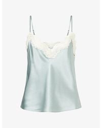 Reformation - Teddy Lace-Trim Silk Top - Lyst