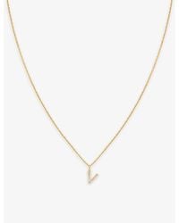 Astrid & Miyu - Initial V 18Ct-Plated Sterling- And Cubic Zirconia Pendant Necklace - Lyst