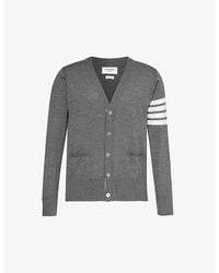 Thom Browne - Striped V-Neck Wool Cardigan - Lyst