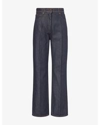 Max Mara - Denim-Look Barrel-Leg Cotton Trousers - Lyst