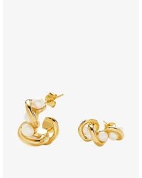 Missoma - Molten Pearl Twisted Mini Double 18Ct-Plated Brass Hoop Earrings - Lyst