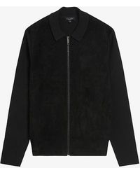 Ted Baker - Pieter Contrast-panel Knitted Suede Jacket - Lyst
