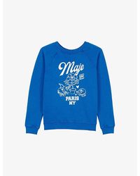 Maje - Branded-Print Round-Neck Cotton-Blend Sweatshirt - Lyst