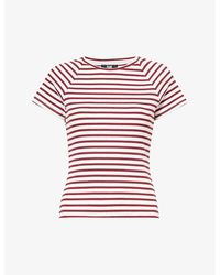 PAIGE - Bijou Striped Slim-fit Stretch-woven T-shirt - Lyst