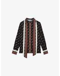 Reiss - Lydia Tie-Neck Chain-Print Woven Shirt - Lyst